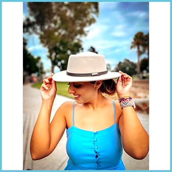 Vintage Wide Brim Wool Fedora Hat with Belt Buckle Design main image 4